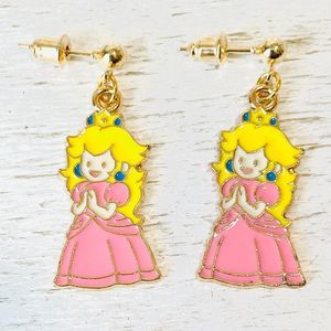 MARIO BROS Princess Peach Inspired Handmade Dangle Earrings Hypoallergenic Posts
